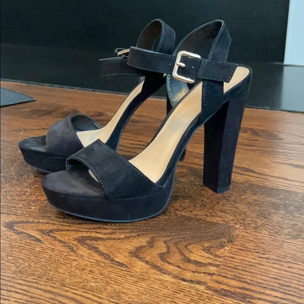 Lauren Conrad platform black heeled sandals